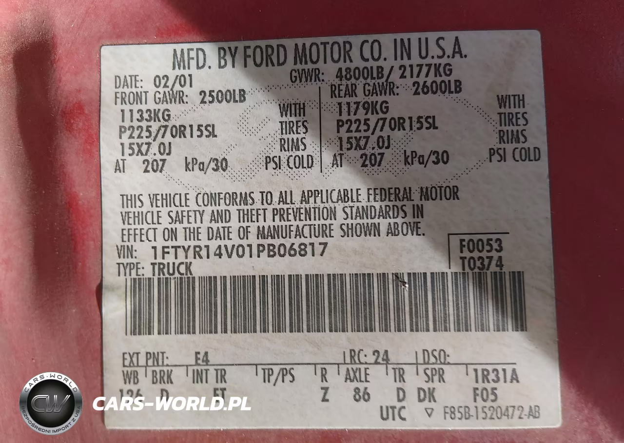 2001 Ford Ranger Edge-Xl-Xlt VIN:1FTYR14V01PB06817 - 9