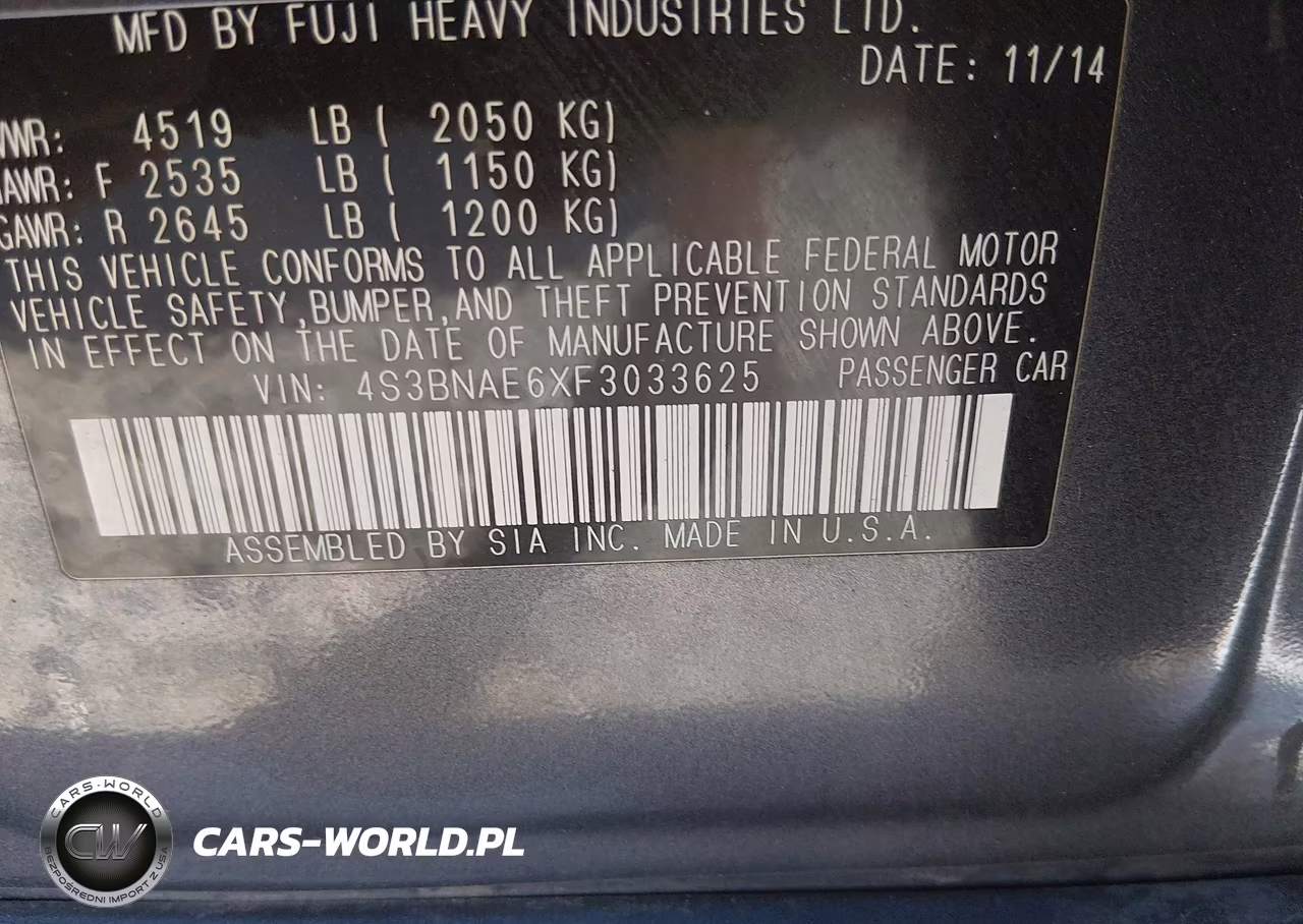 SUBARU LEGACY 2.5 VIN:4S3BNAE6XF3033625 - 9