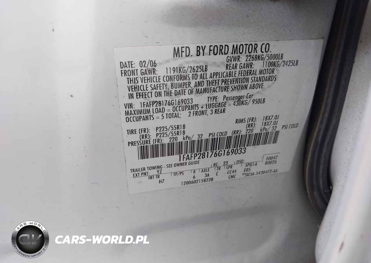2006 Ford Five Hundred Limited VIN:1FAFP28176G169033 - 9