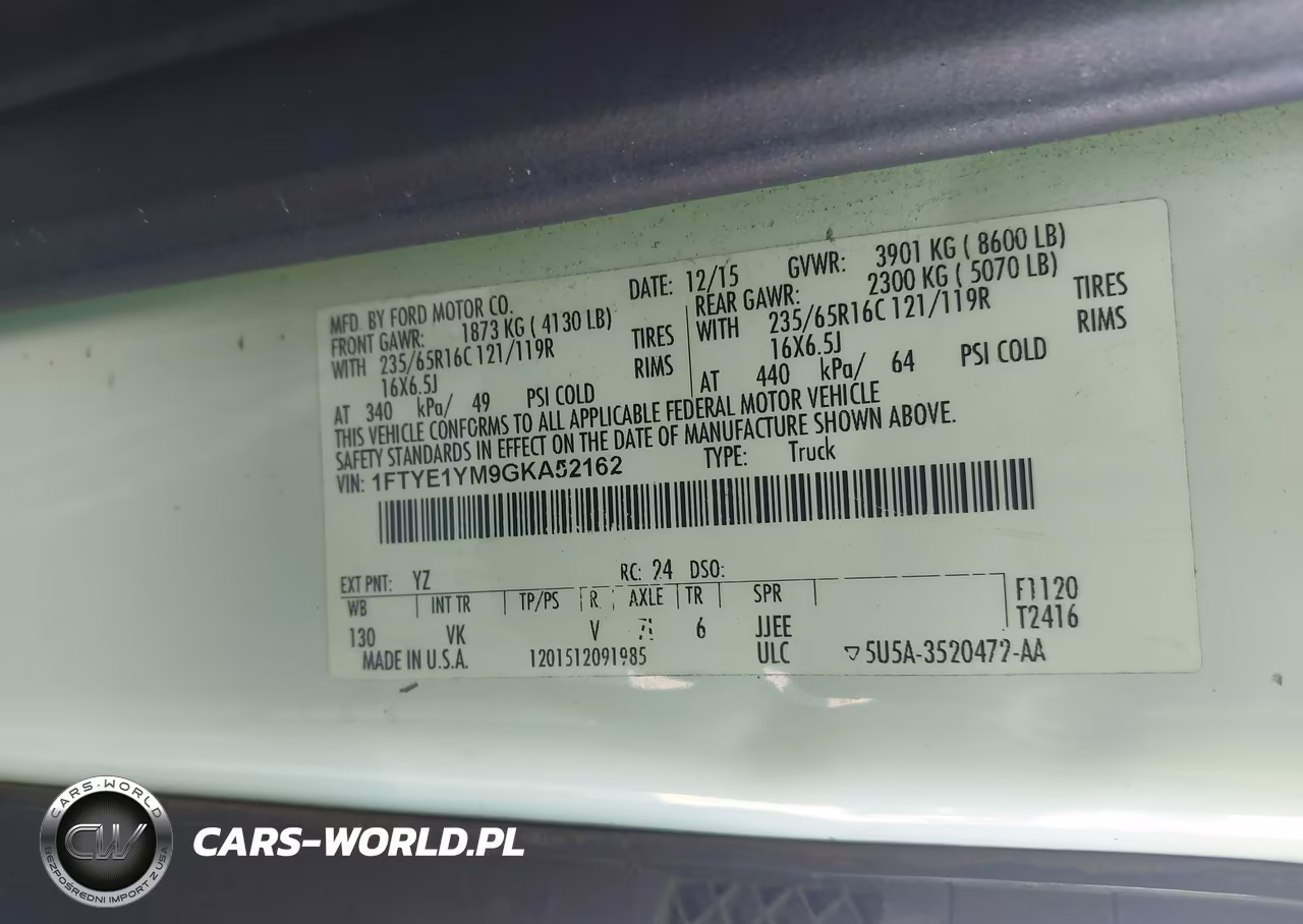 2016 Ford Transit-150 VIN:1FTYE1YM9GKA52162 - 9