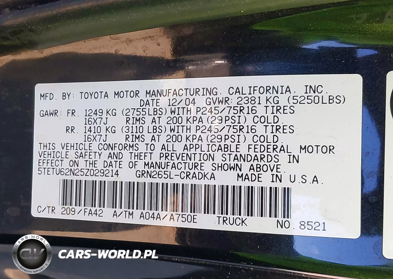 2005 Toyota Tacoma Prerunner V6 VIN:5TETU62N25Z029214 - 9