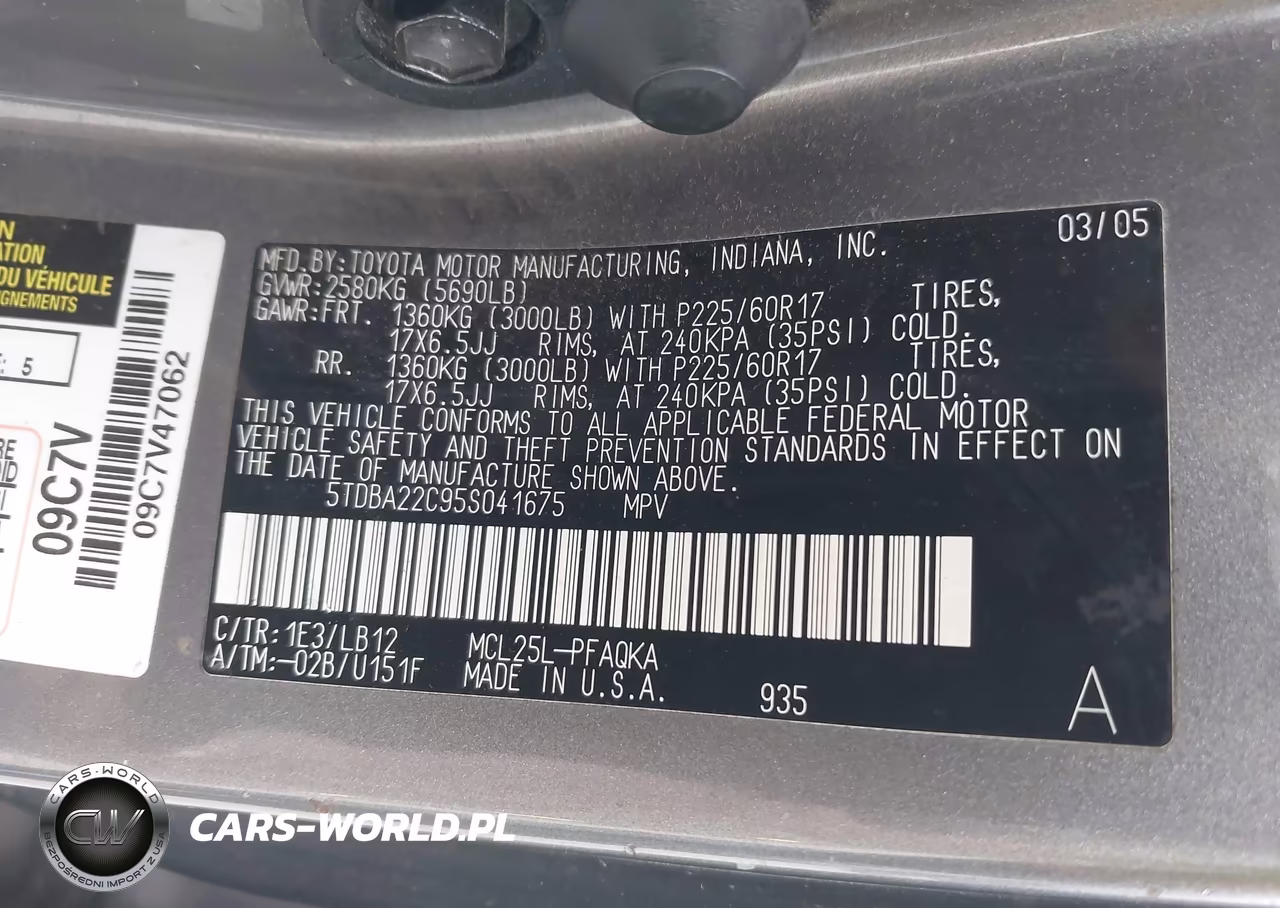 2005 Toyota Sienna Xle Limited VIN:5TDBA22C95S041675 - 9
