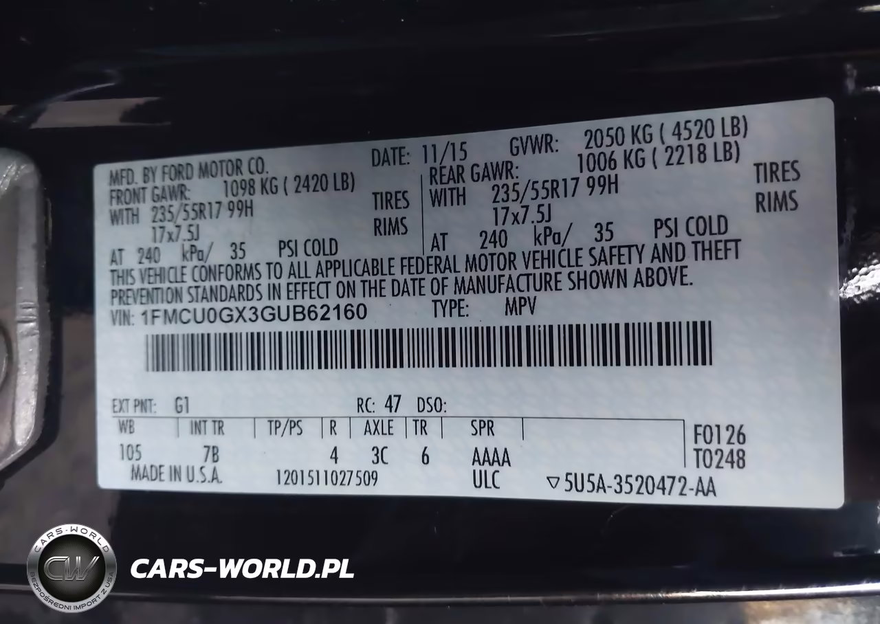 2016 Ford Escape Se VIN:1FMCU0GX3GUB62160 - 9