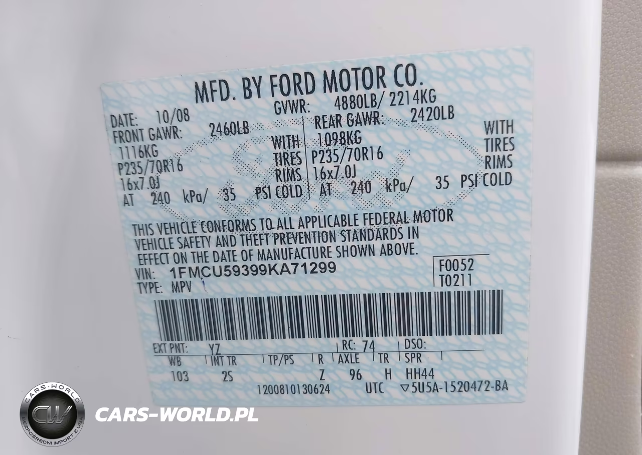 2009 Ford Escape Hybrid Limited VIN:1FMCU59399KA71299 - 9