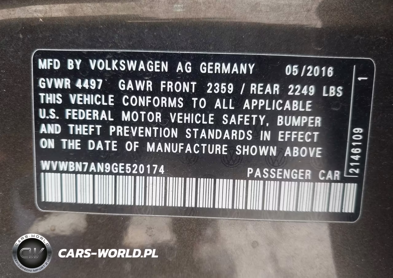 2016 Volkswagen Cc 2.0T Sport VIN:WVWBN7AN9GE520174 - 9