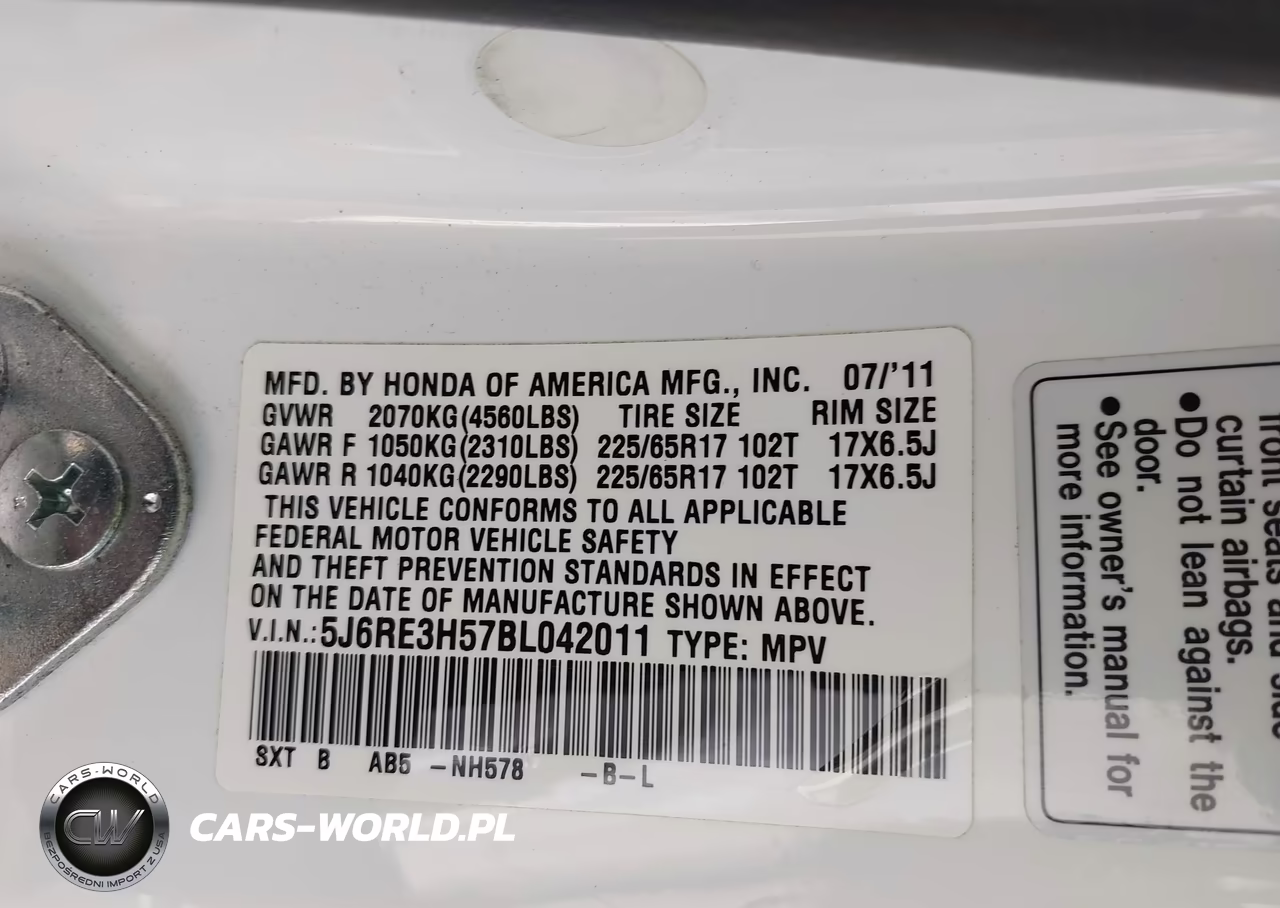 2011 Honda Cr-V Ex VIN:5J6RE3H57BL042011 - 9