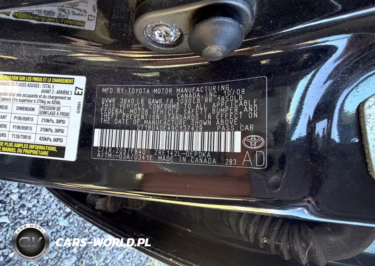 2009 Toyota Corolla Le VIN:2T1BU40E49C137428 - 9