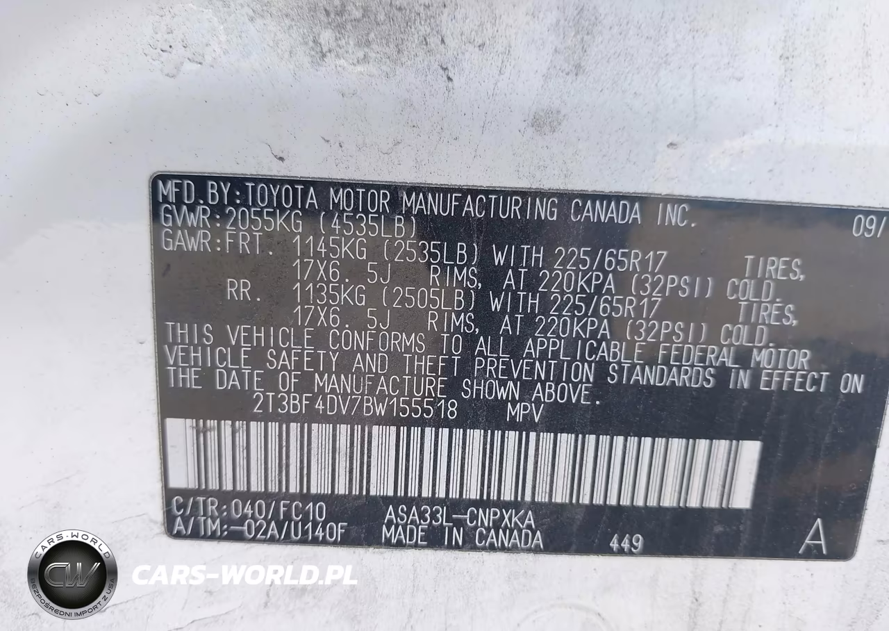 2011 Toyota Rav4 VIN:2T3BF4DV7BW155518 - 9
