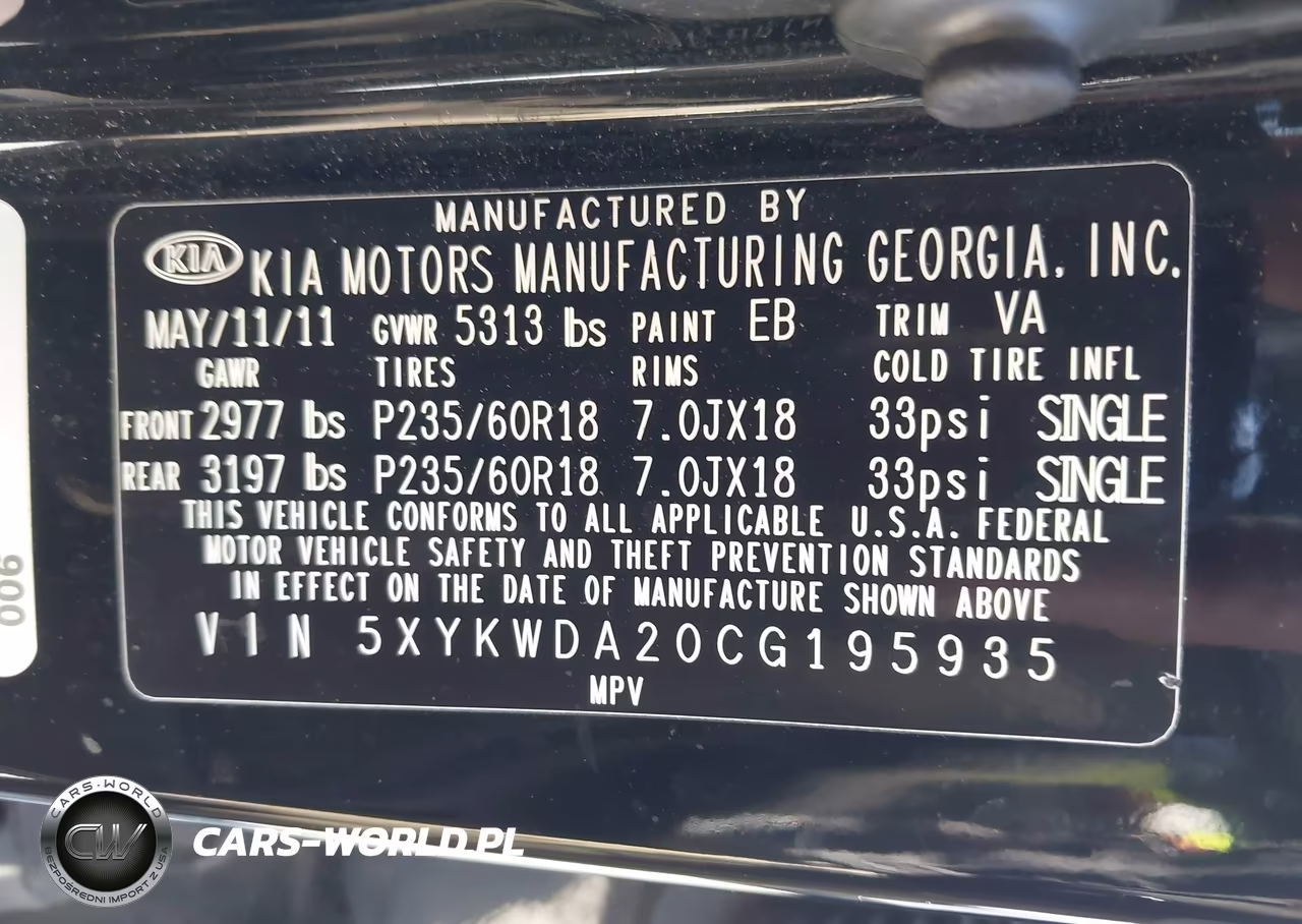2012 Kia Sorento Sx V6 VIN:5XYKWDA20CG195935 - 9