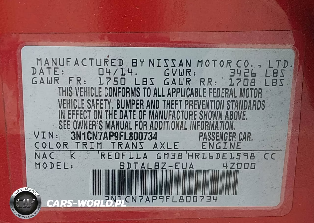 2015 Nissan Versa 1.6 Sv VIN:3N1CN7AP9FL800734 - 9