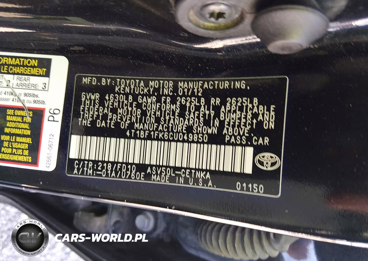 2012 Toyota Camry Le VIN:4T1BF1FK6CU049850 - 9