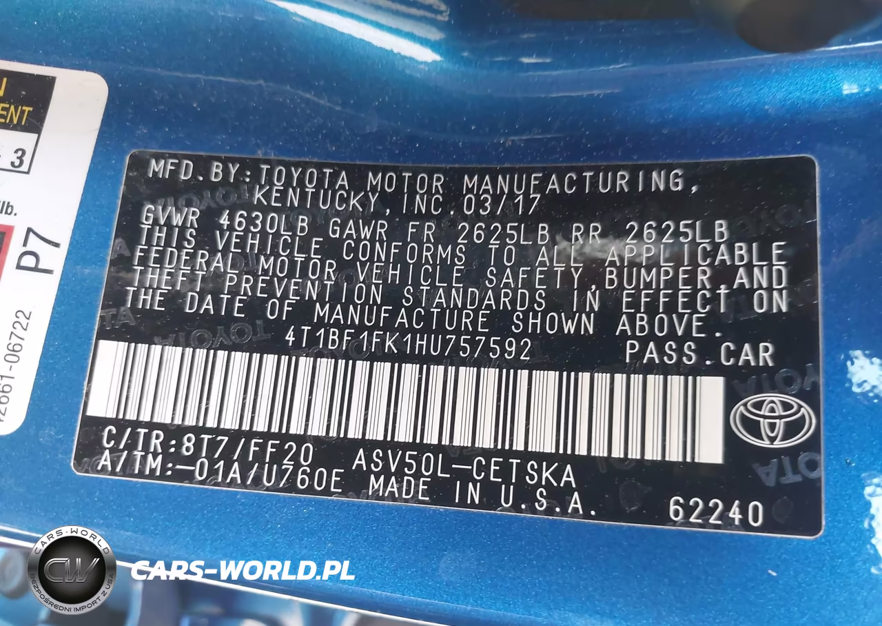 2017 Toyota Camry Se VIN:4T1BF1FK1HU757592 - 9
