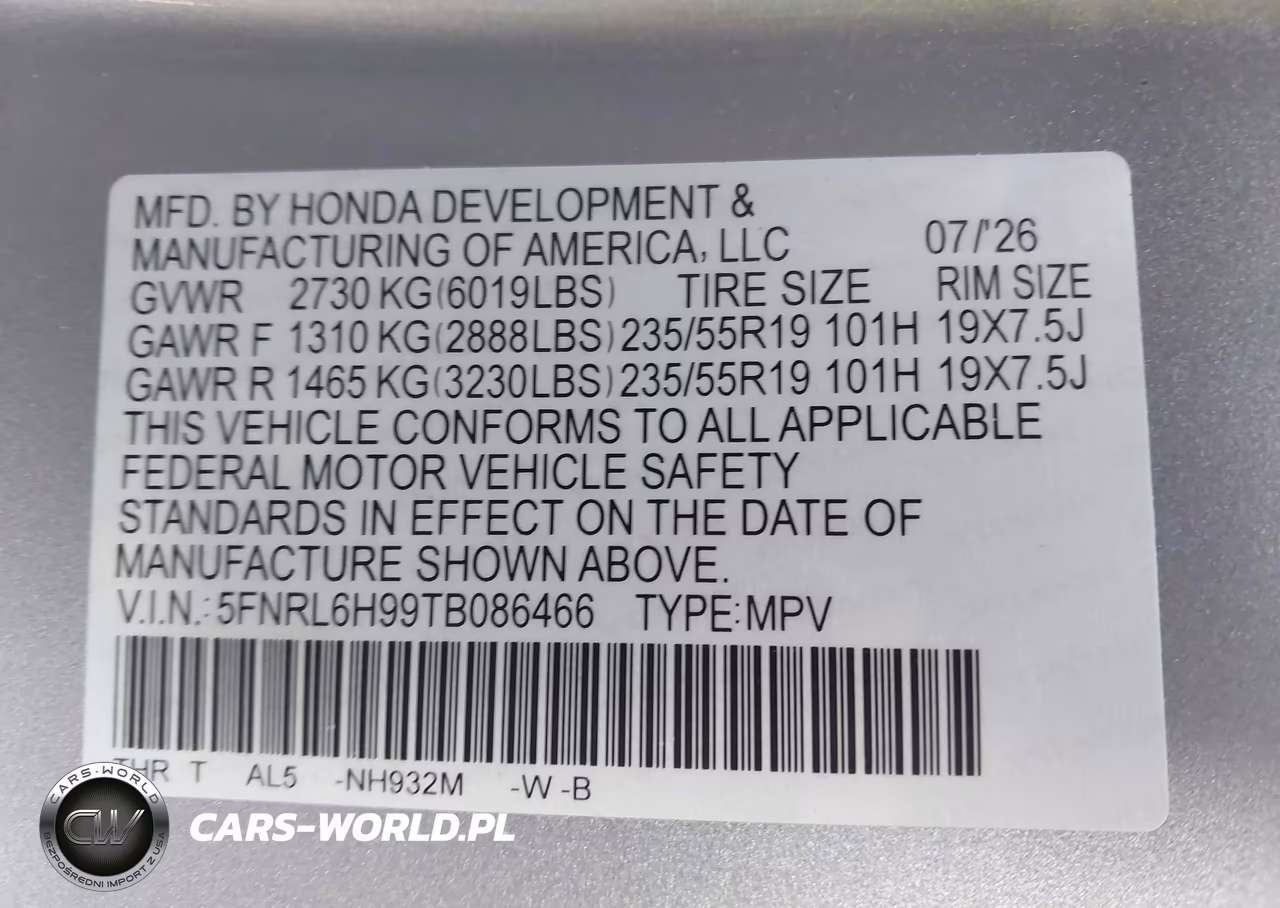 2026 Honda Odyssey Elite VIN:5FNRL6H99TB086466 - 9
