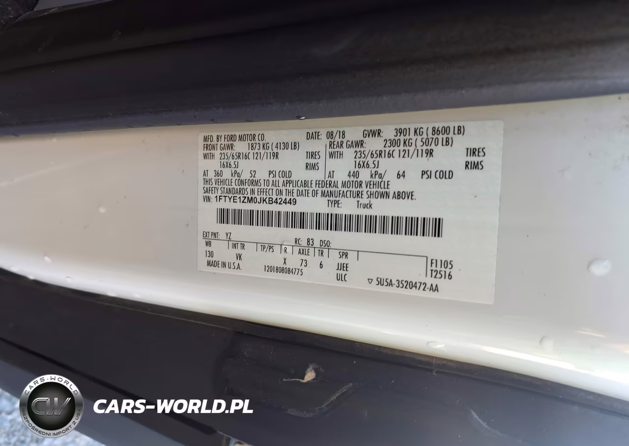 2018 Ford Transit-150 VIN:1FTYE1ZM0JKB42449 - 9