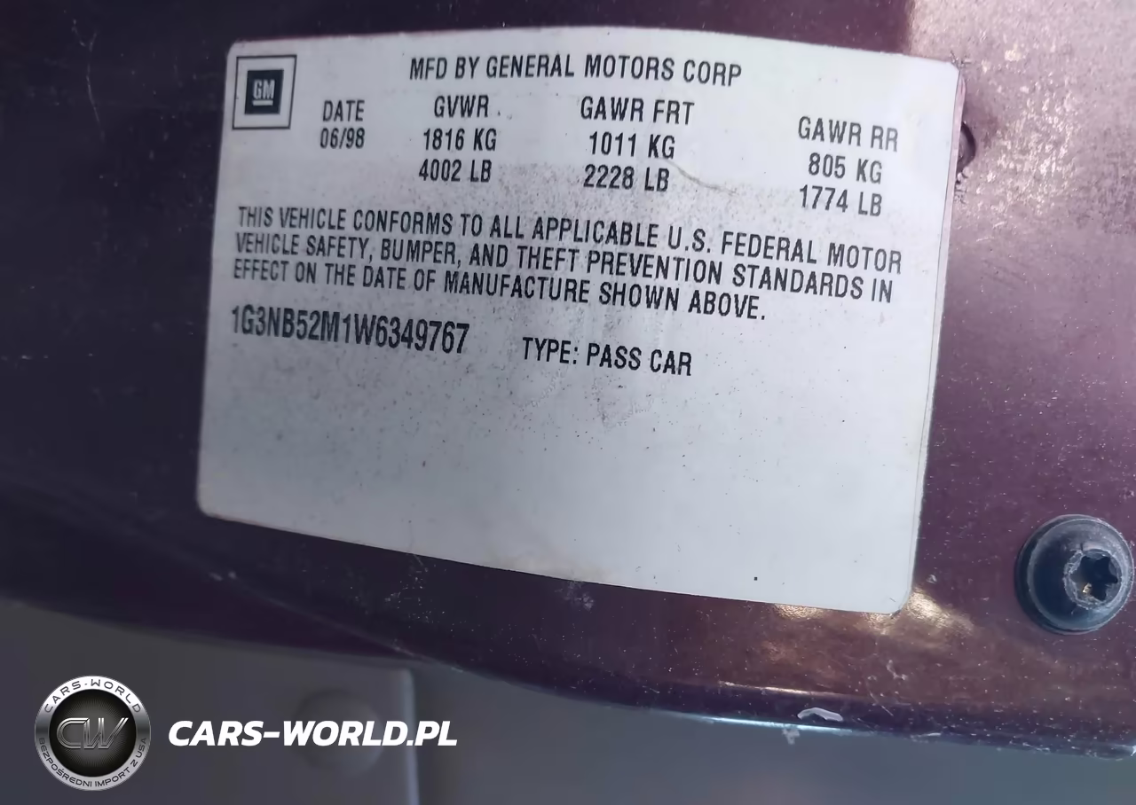 1998 Oldsmobile Cutlass Gl VIN:1G3NB52M1W6349767 - 9