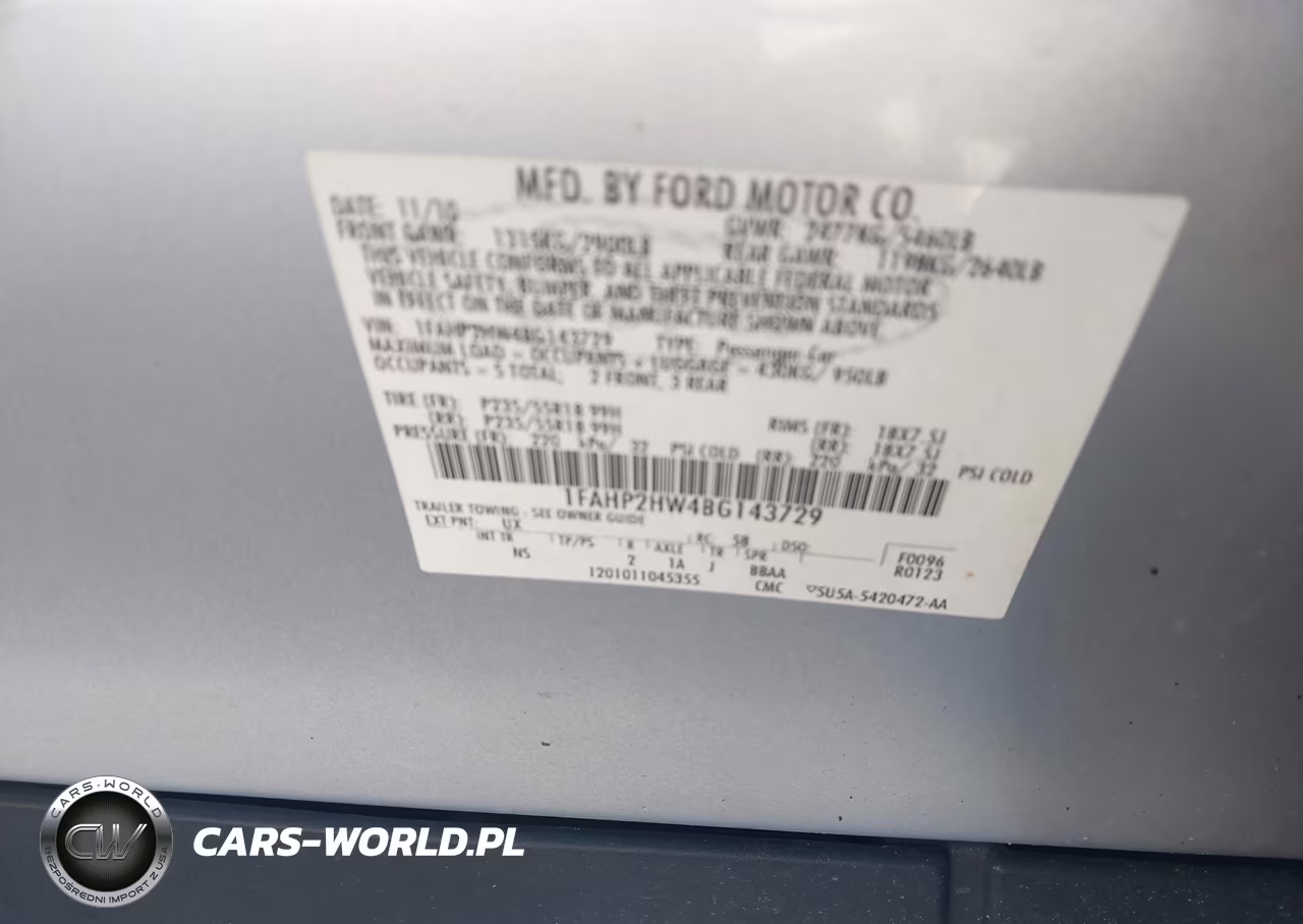 2011 Ford Taurus Sel VIN:1FAHP2HW4BG143729 - 9