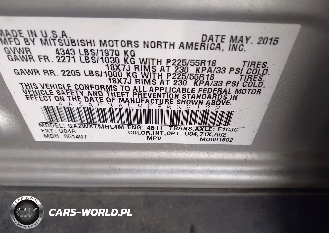 2015 Mitsubishi Outlander Sport Es VIN:4A4AP3AU9FE036132 - 9