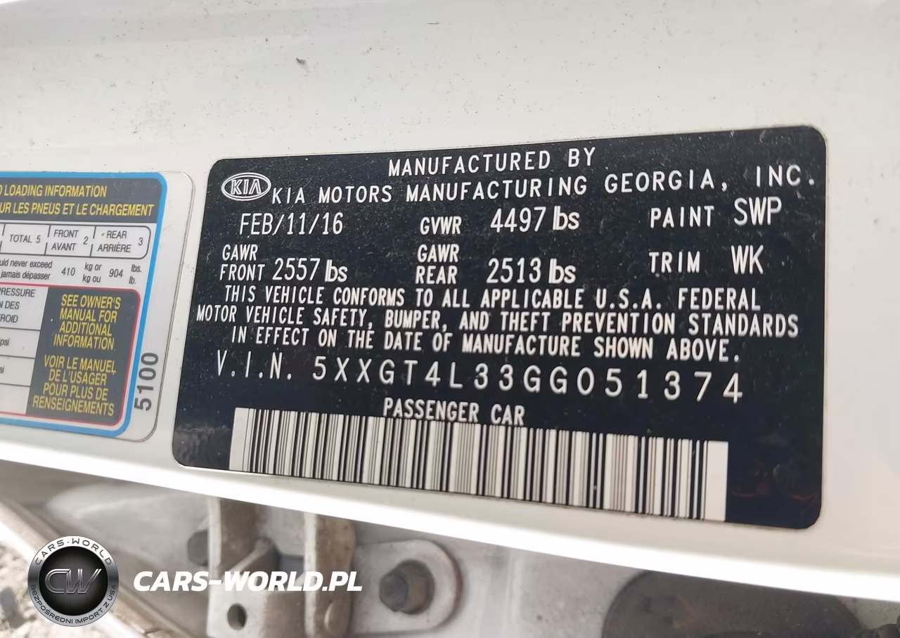 2016 Kia Optima Lx VIN:5XXGT4L33GG051374 - 9