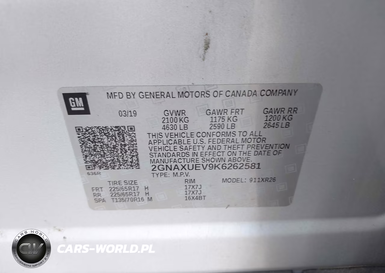 2019 Chevrolet Equinox Lt VIN:2GNAXUEV9K6262581 - 9