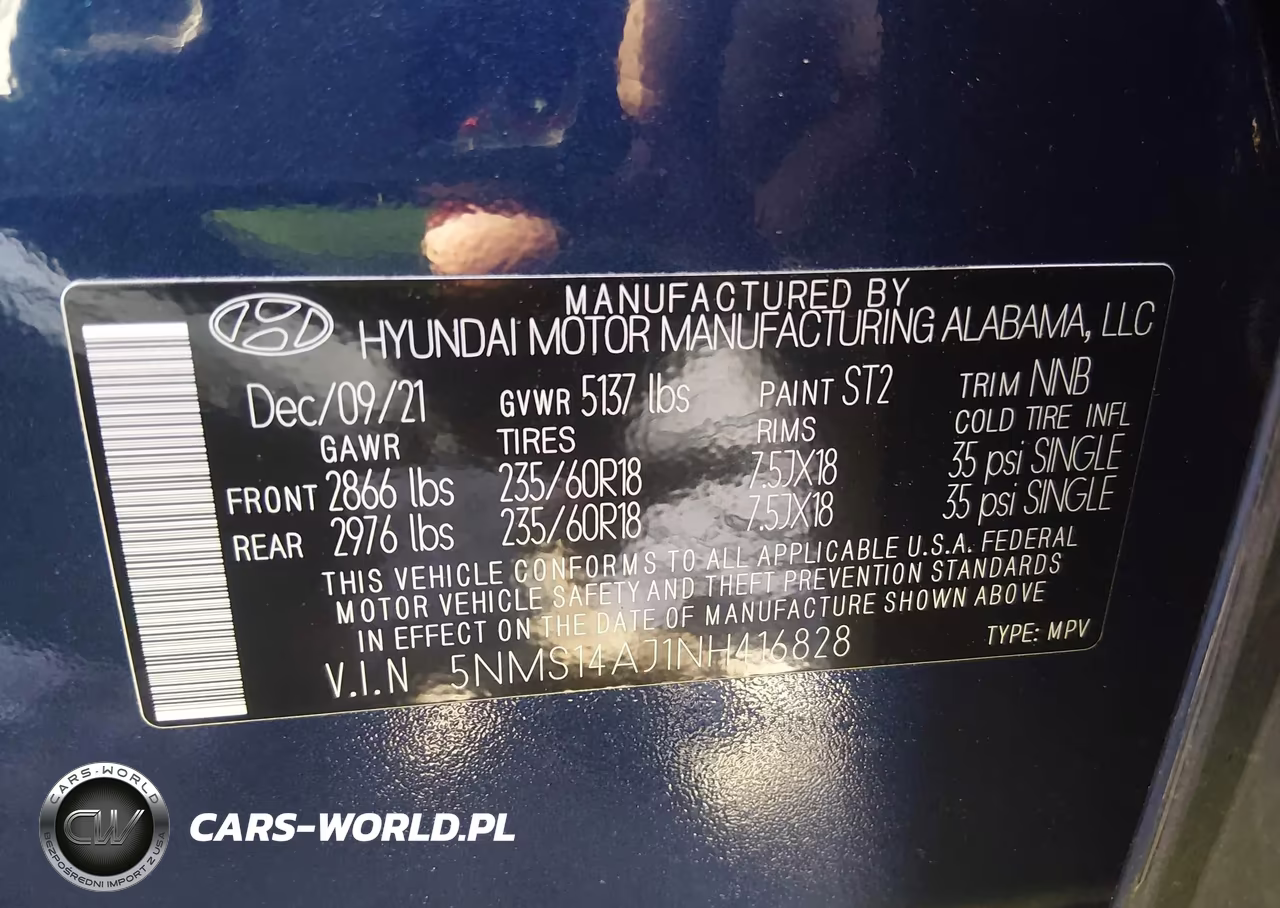 2022 Hyundai Santa Fe Se VIN:5NMS14AJ1NH416828 - 9