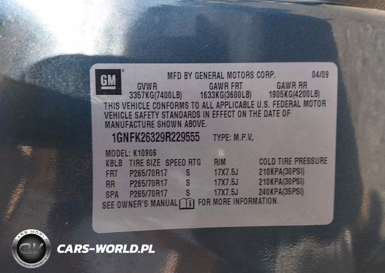 2009 Chevrolet Suburban 1500 Lt1 VIN:1GNFK26329R229555 - 9