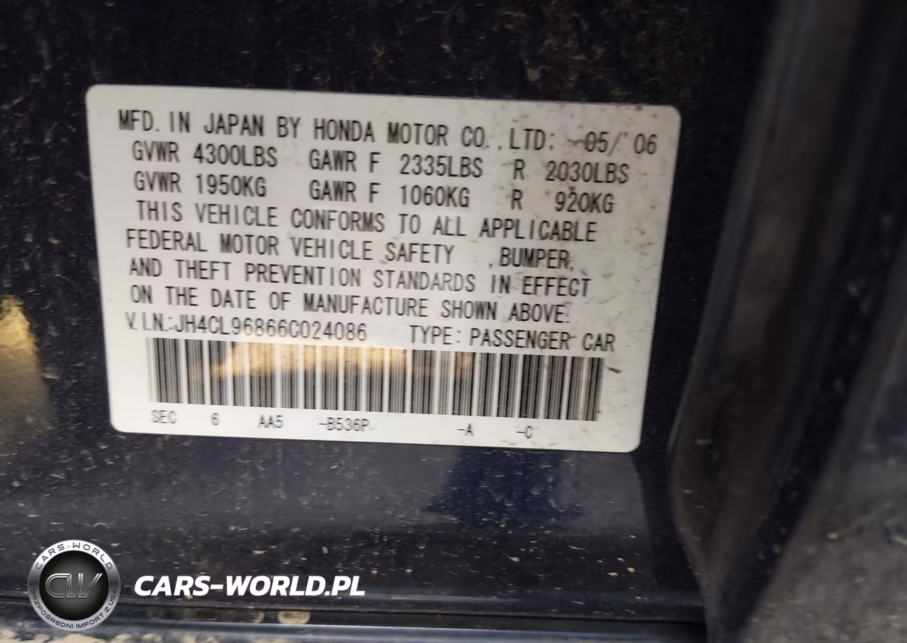 2006 Acura Tsx VIN:JH4CL96866C024086 - 9