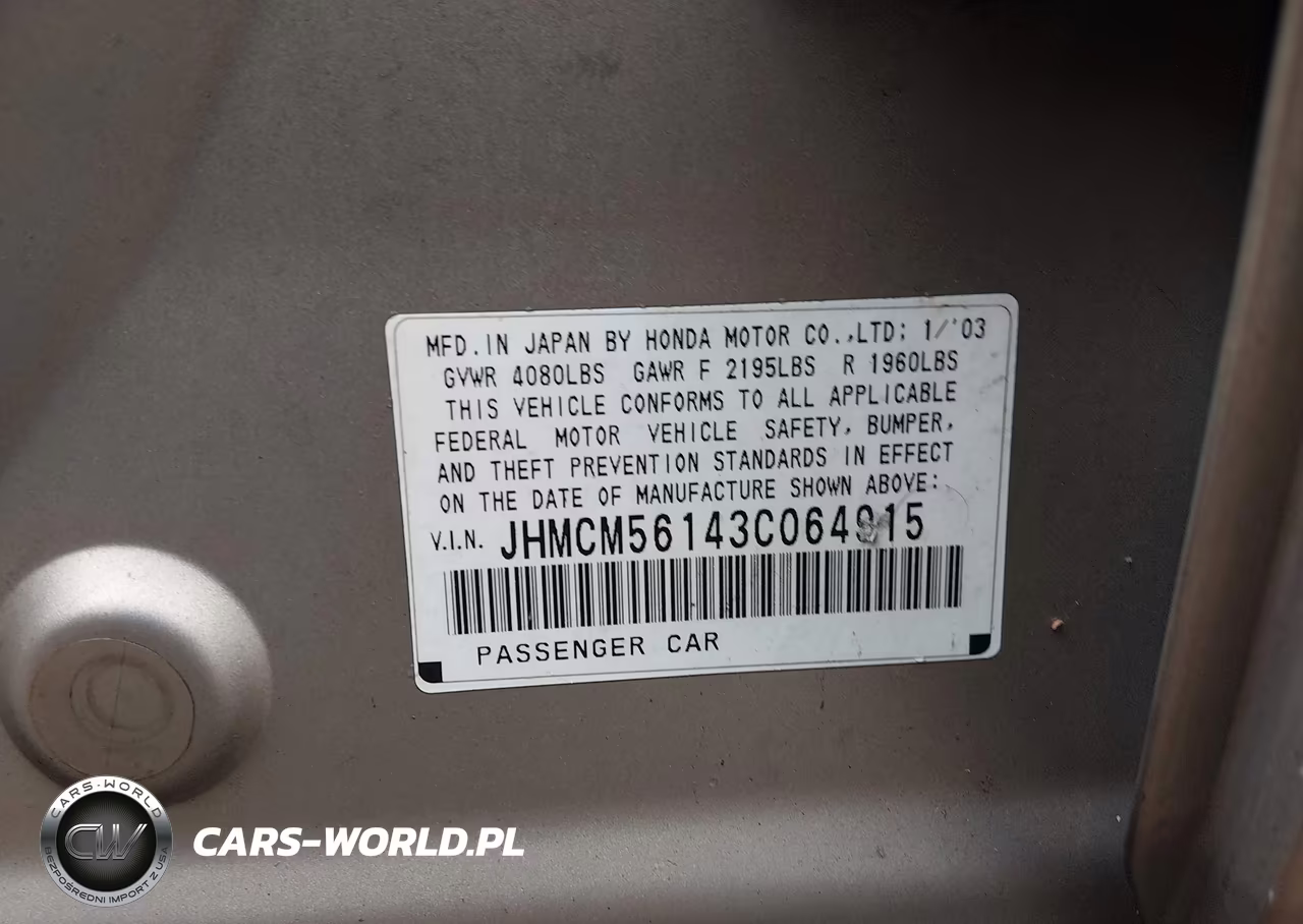 2003 Honda Accord 2.4 Dx VIN:JHMCM56143C064915 - 9