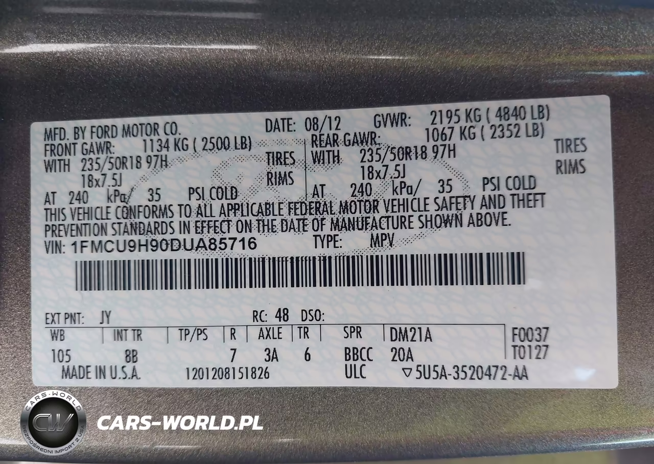 2013 Ford Escape Sel VIN:1FMCU9H90DUA85716 - 9