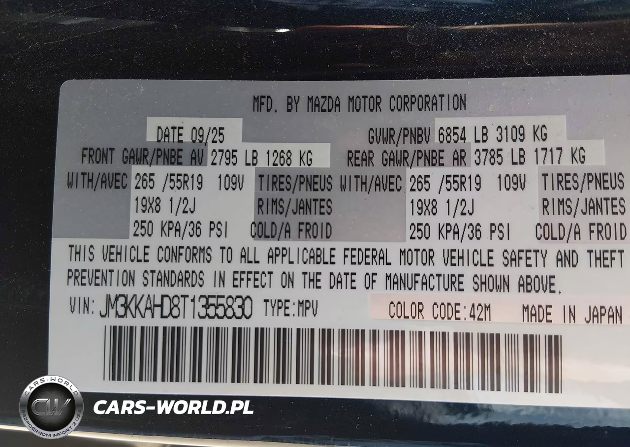 2026 Mazda Cx-90 3.3 Turbo Select VIN:JM3KKAHD8T1355830 - 9