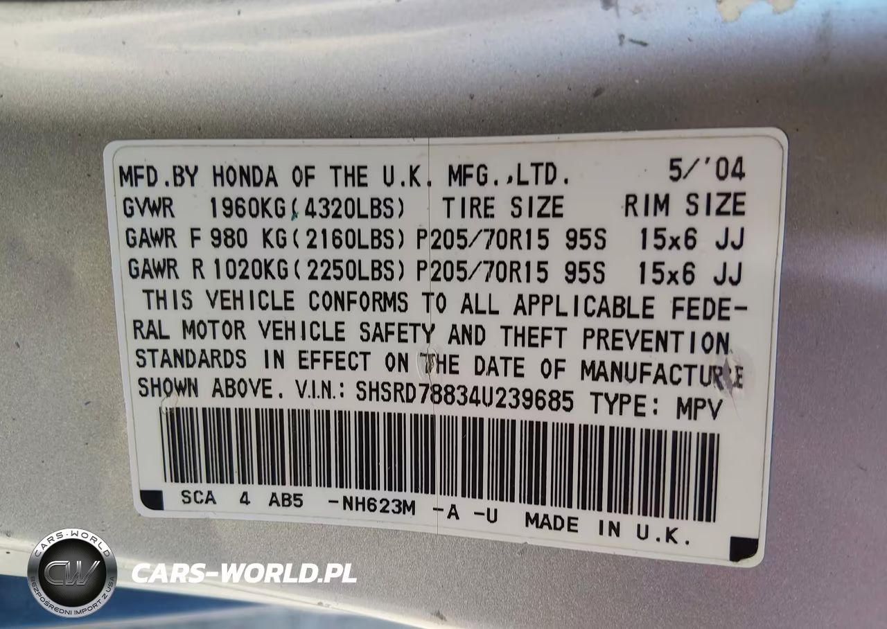 2004 Honda Cr-V Ex VIN:SHSRD78834U239685 - 6