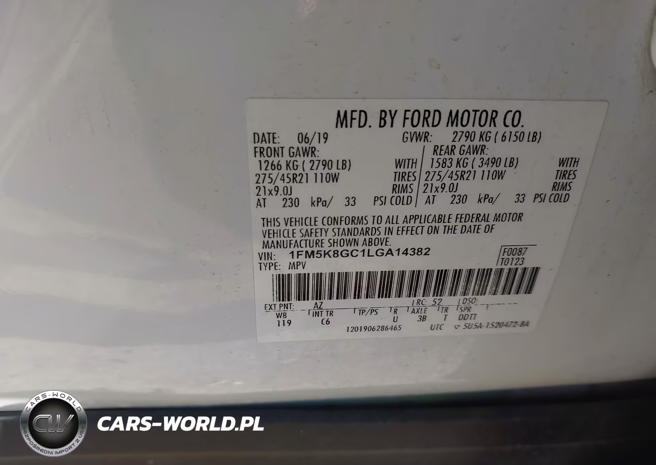 2020 Ford Explorer St VIN:1FM5K8GC1LGA14382 - 9