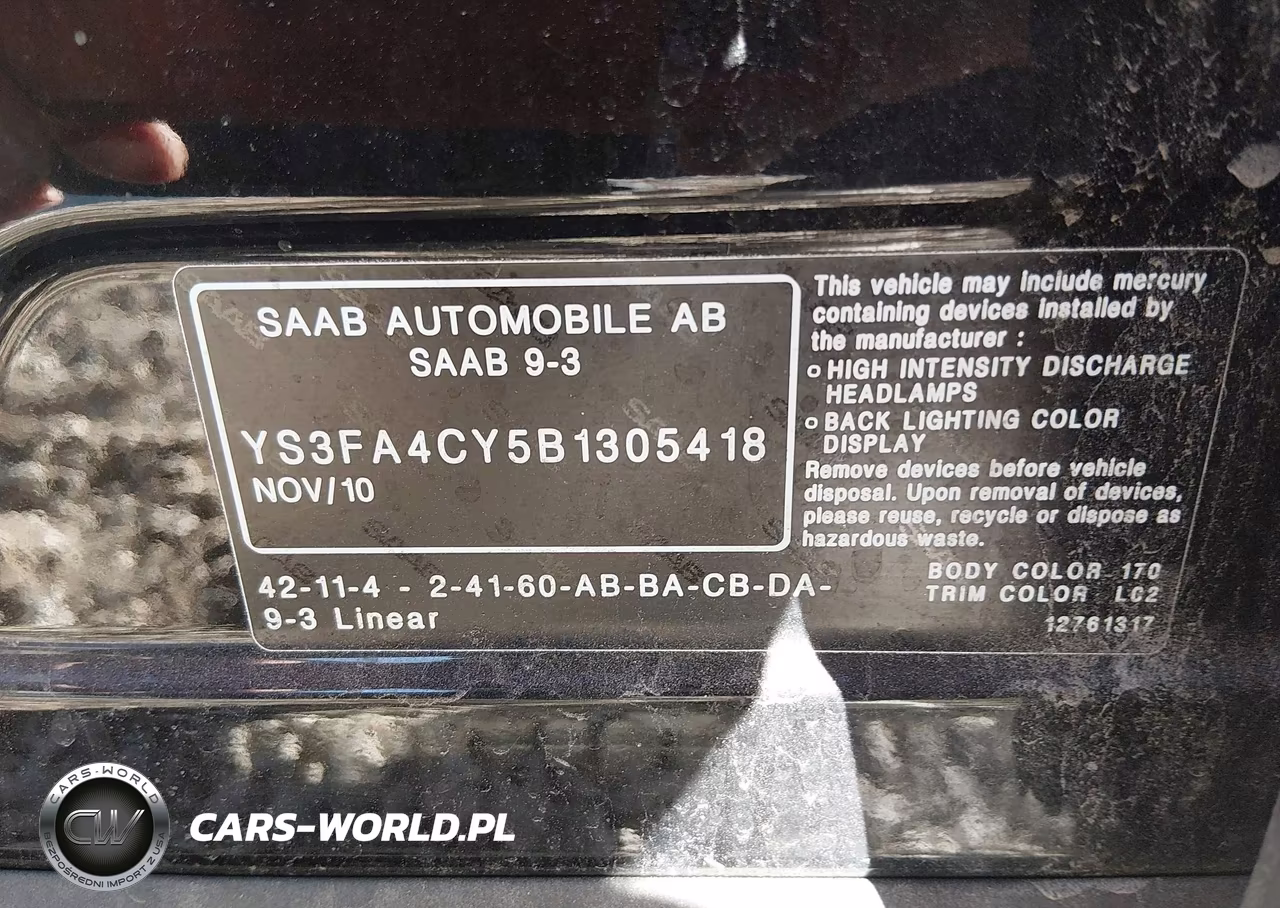 2011 Saab 9-3 Turbo4 VIN:YS3FA4CY5B1305418 - 9