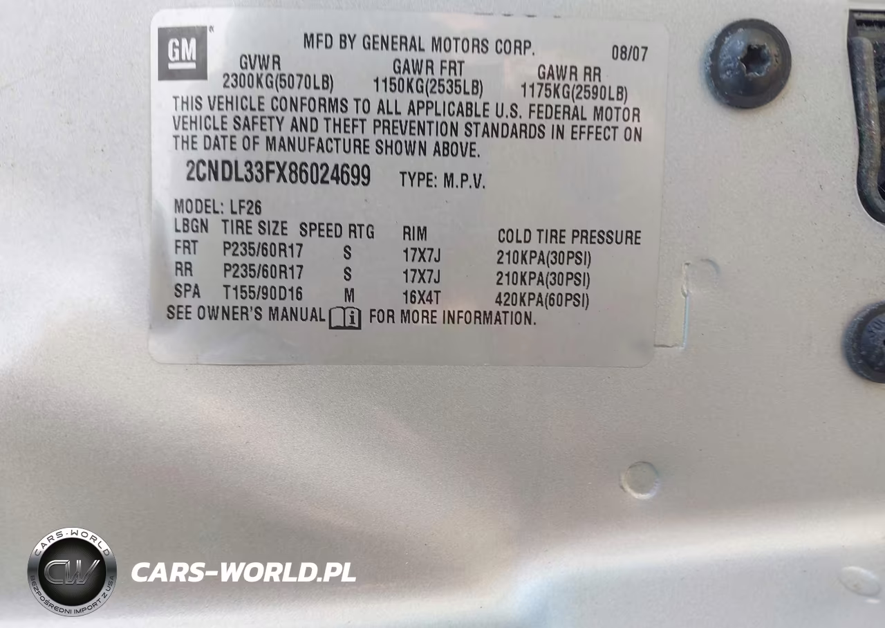 2008 Chevrolet Equinox Lt VIN:2CNDL33FX86024699 - 9