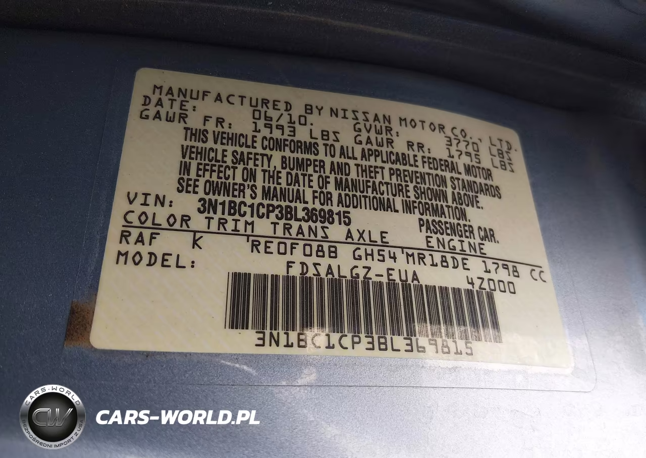 2011 Nissan Versa 1.8Sl VIN:3N1BC1CP3BL369815 - 9