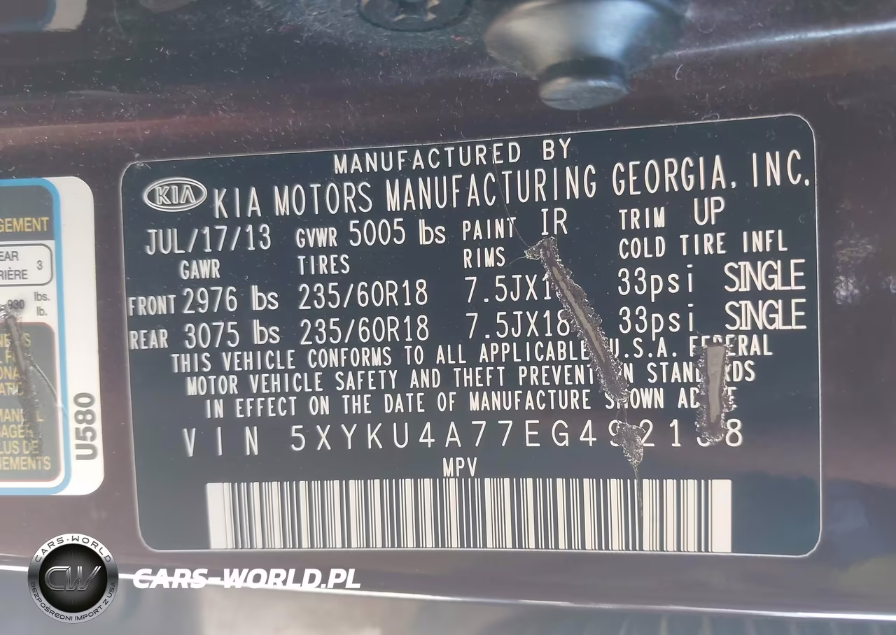2014 Kia Sorento Ex V6 VIN:5XYKU4A77EG492138 - 9