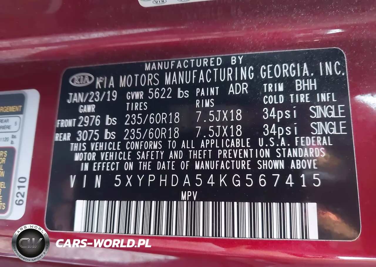 2019 Kia Sorento 3.3L Ex VIN:5XYPHDA54KG567415 - 9