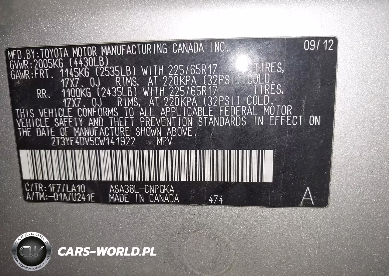 2012 Toyota Rav4 Limited VIN:2T3YF4DV5CW141922 - 9