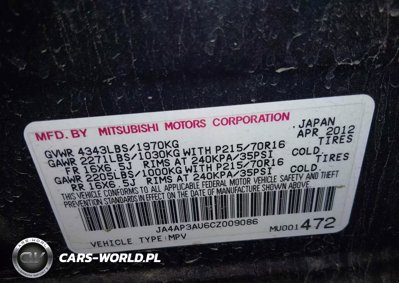 2012 Mitsubishi Outlander Sport Es VIN:JA4AP3AU6CZ009086 - 9