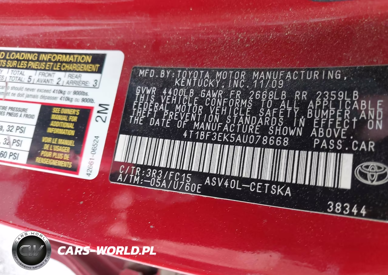2010 Toyota Camry Se VIN:4T1BF3EK5AU078668 - 9