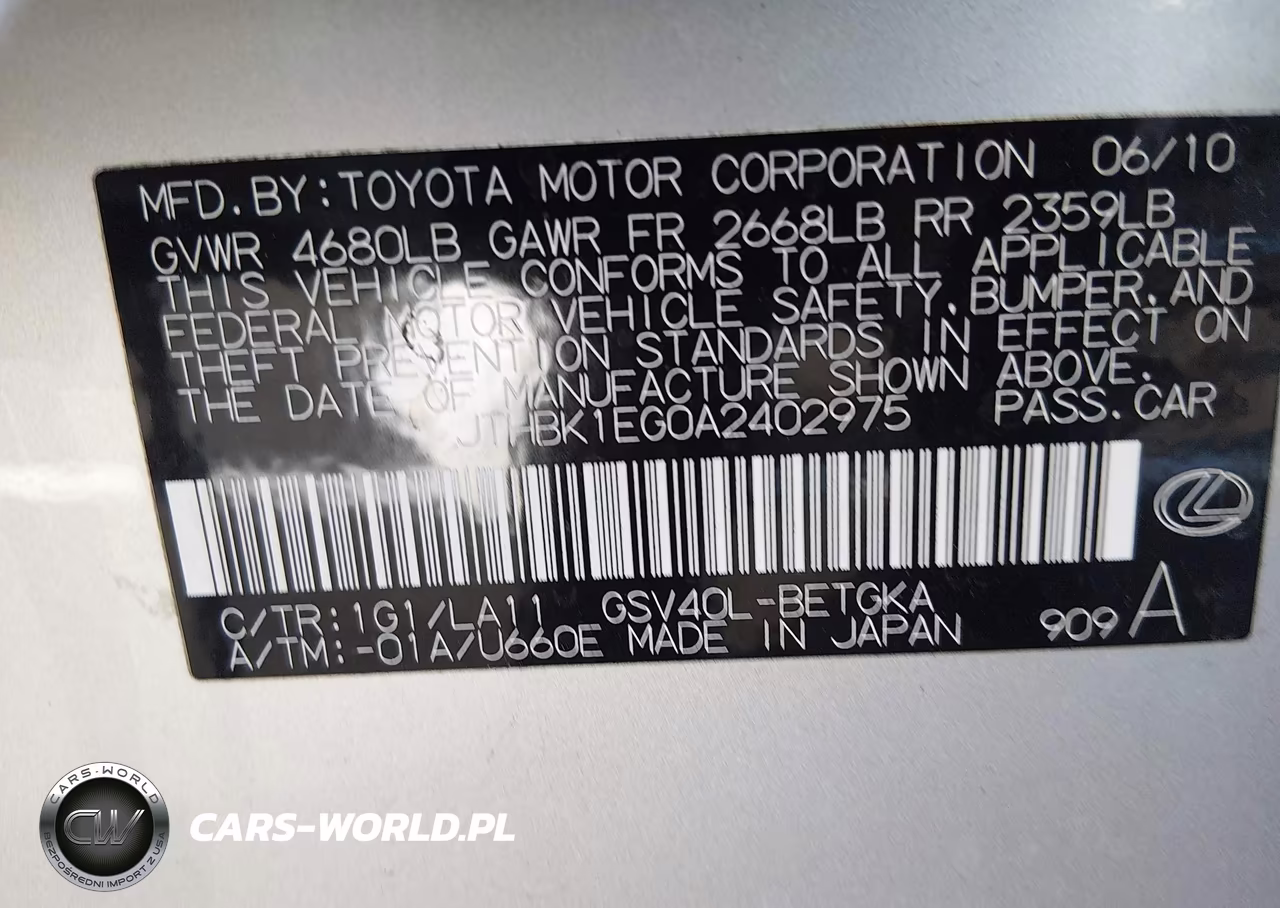 2010 Lexus Es 350 VIN:JTHBK1EG0A2402975 - 17