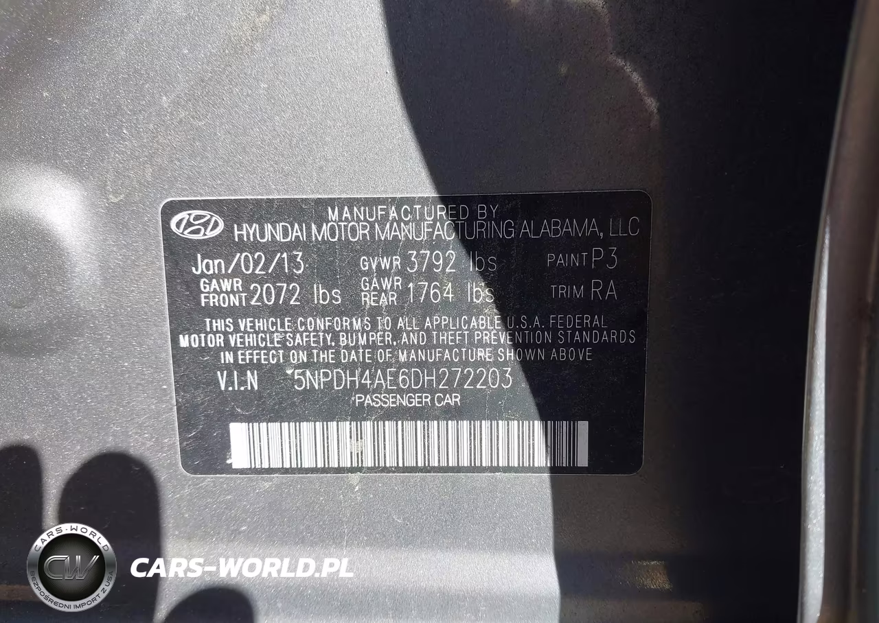 2013 Hyundai Elantra Gls VIN:5NPDH4AE6DH272203 - 9