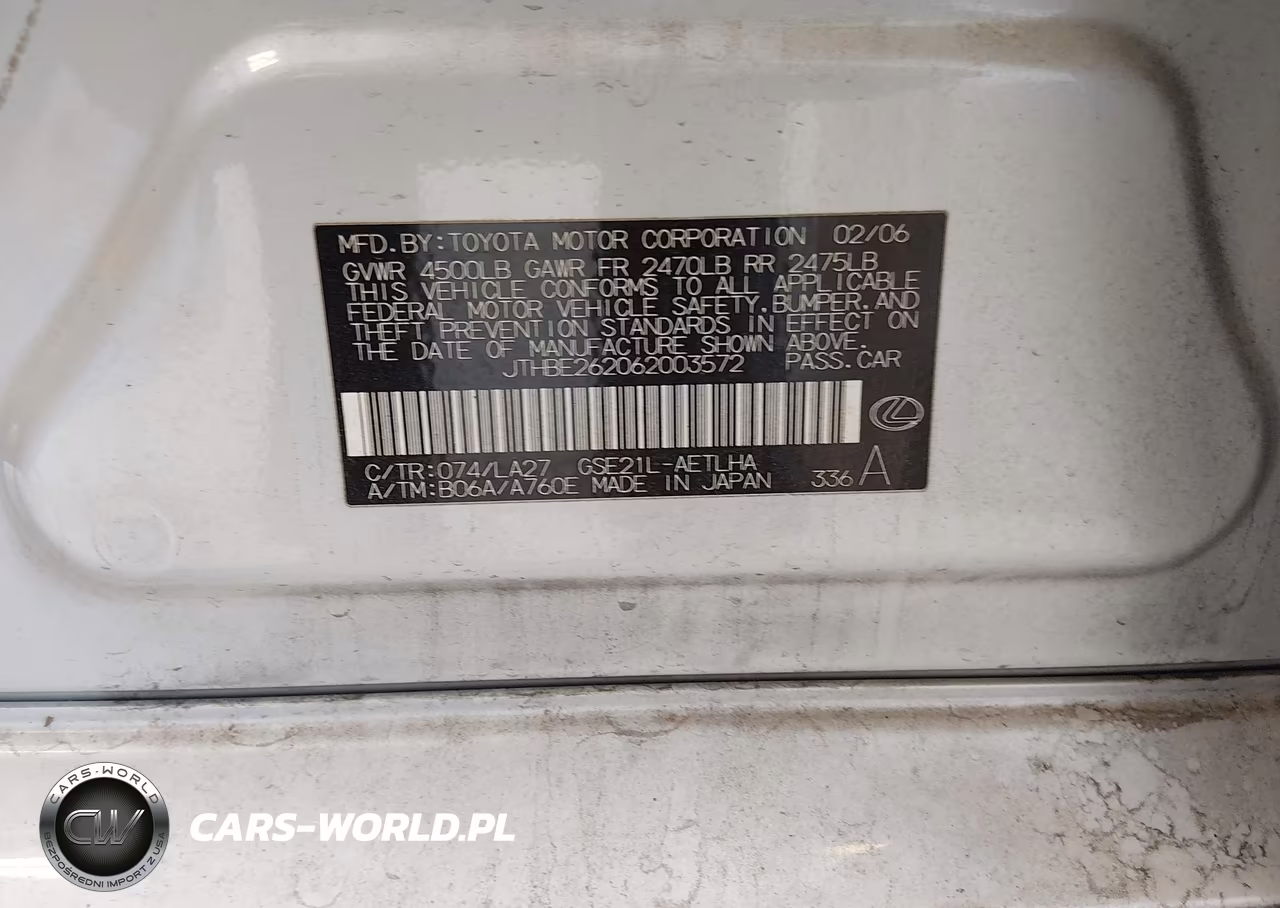 2006 Lexus Is 350 VIN:JTHBE262062003572 - 9