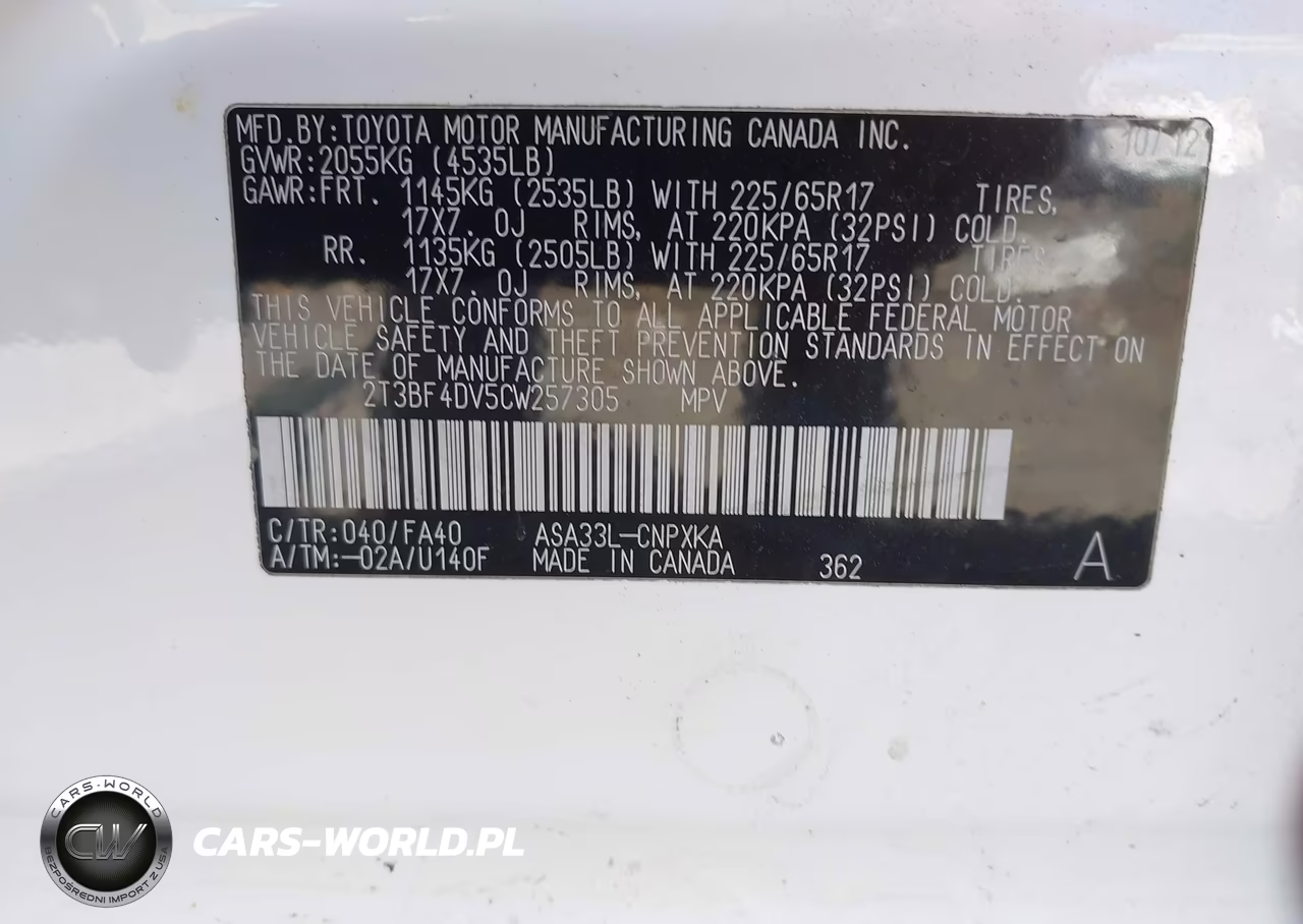 2012 Toyota Rav4 VIN:2T3BF4DV5CW257305 - 9