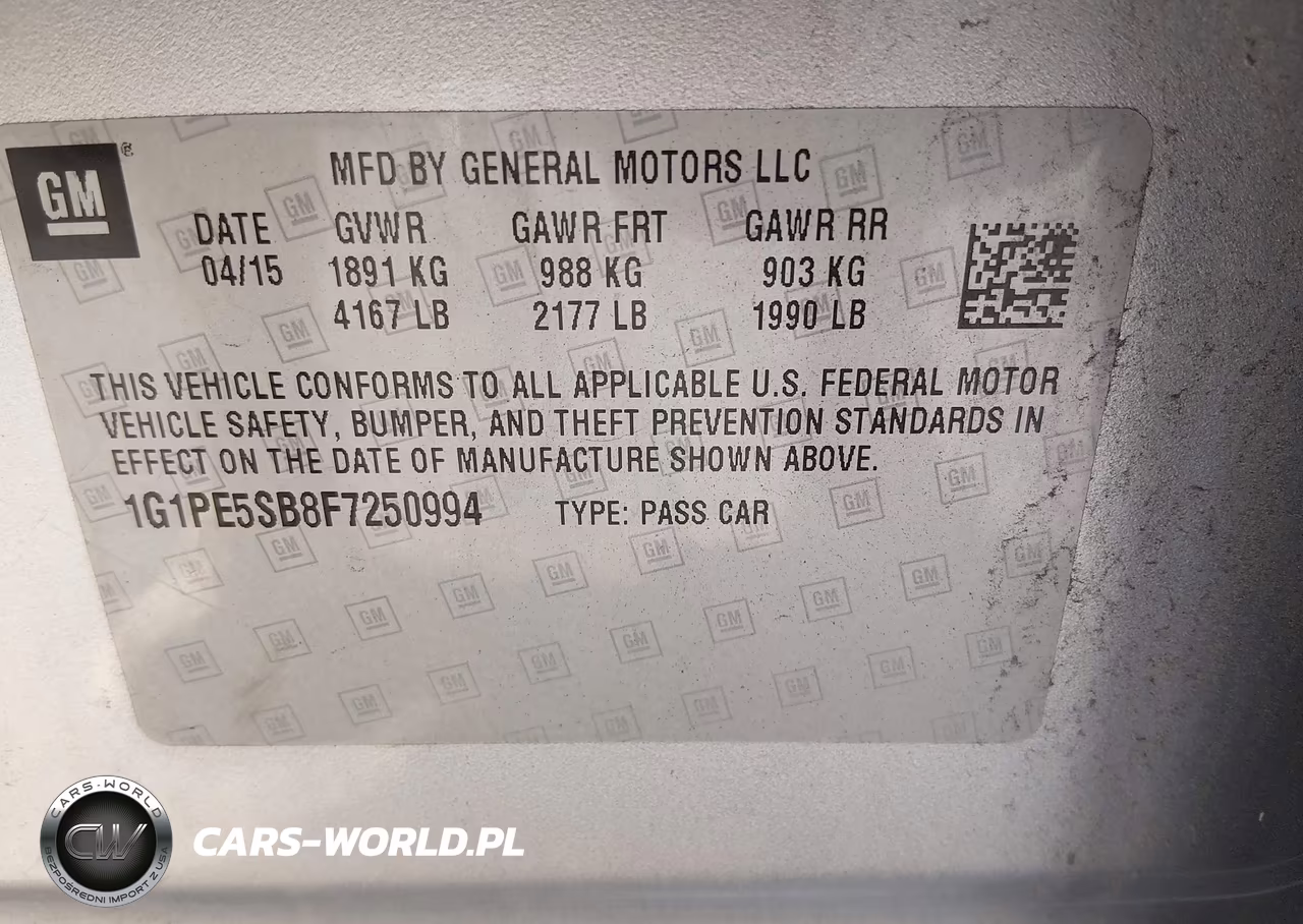 2015 Chevrolet Cruze 2Lt Auto VIN:1G1PE5SB8F7250994 - 9