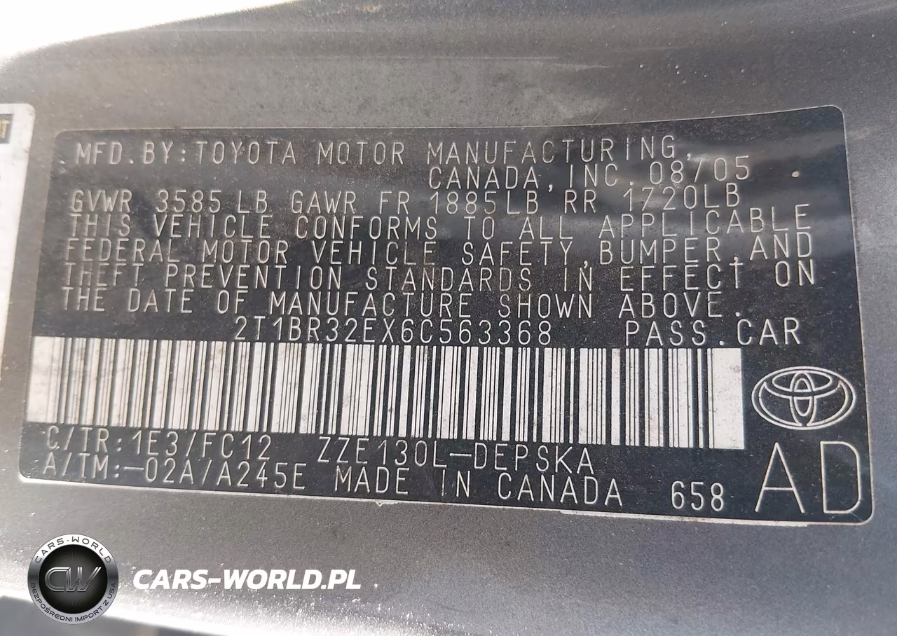 2006 Toyota Corolla S VIN:2T1BR32EX6C563368 - 9