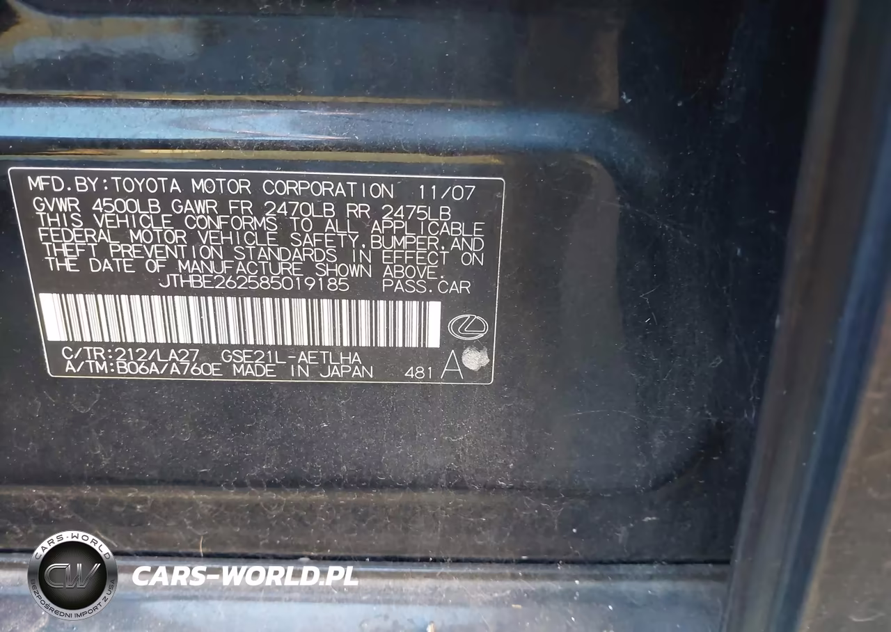 2008 Lexus Is 350 VIN:JTHBE262585019185 - 9