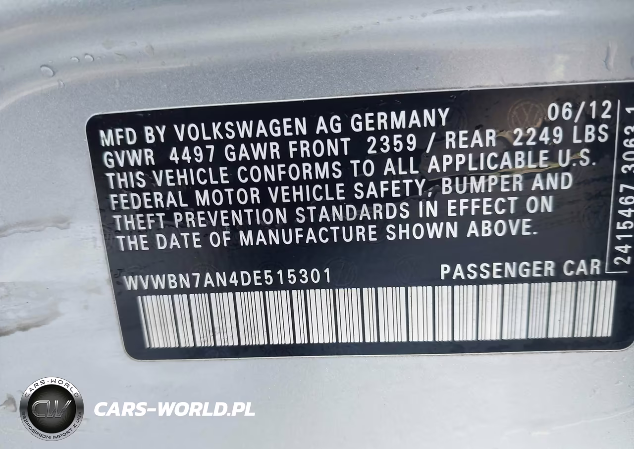 2013 Volkswagen Cc 2.0T Sport VIN:WVWBN7AN4DE515301 - 9