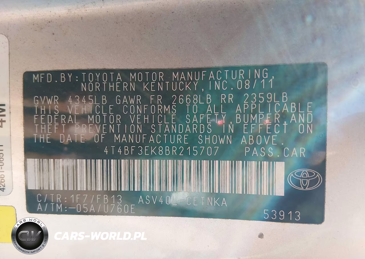 2011 Toyota Camry Le VIN:4T4BF3EK8BR215707 - 9