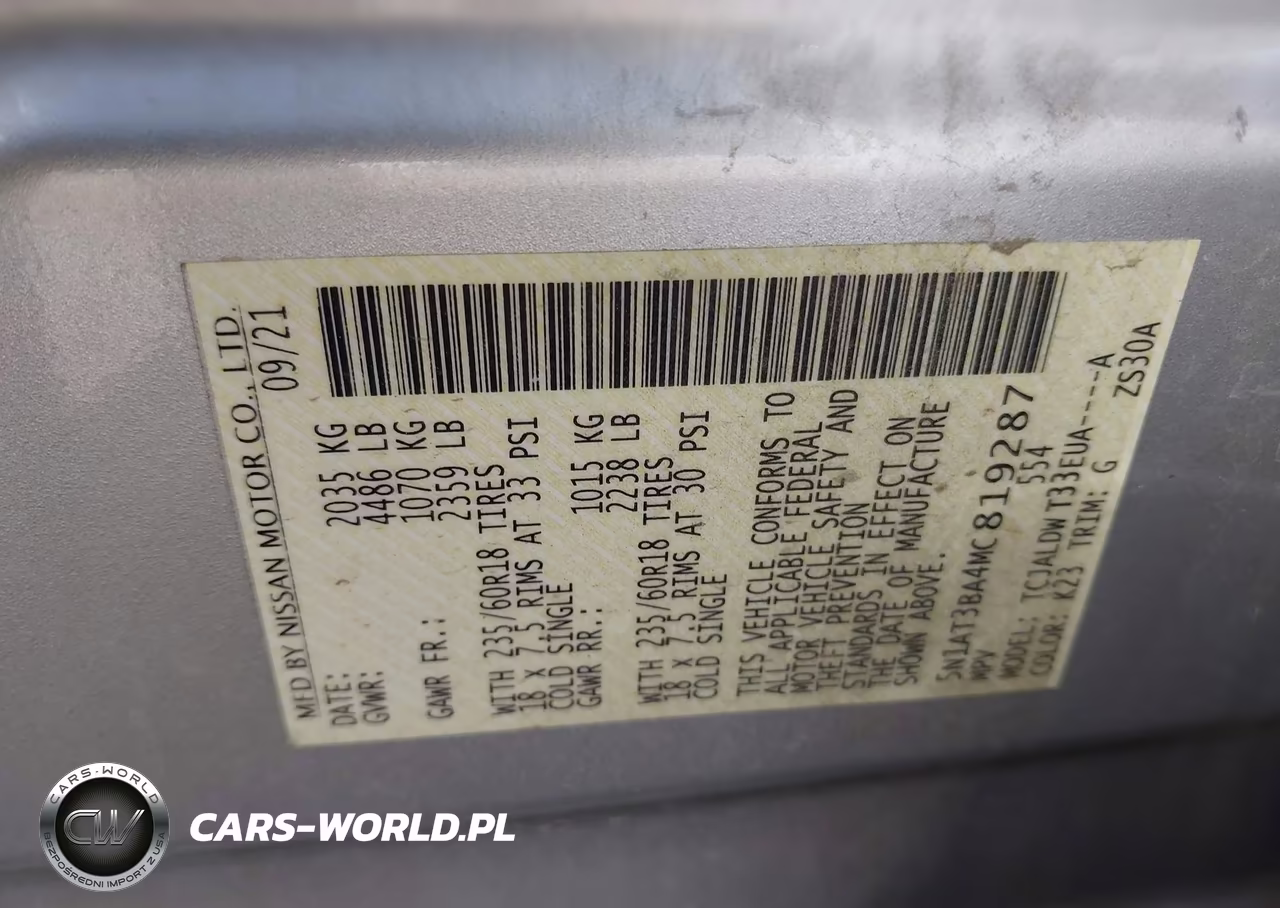 2021 Nissan Rogue Sv Fwd VIN:5N1AT3BA4MC819287 - 9