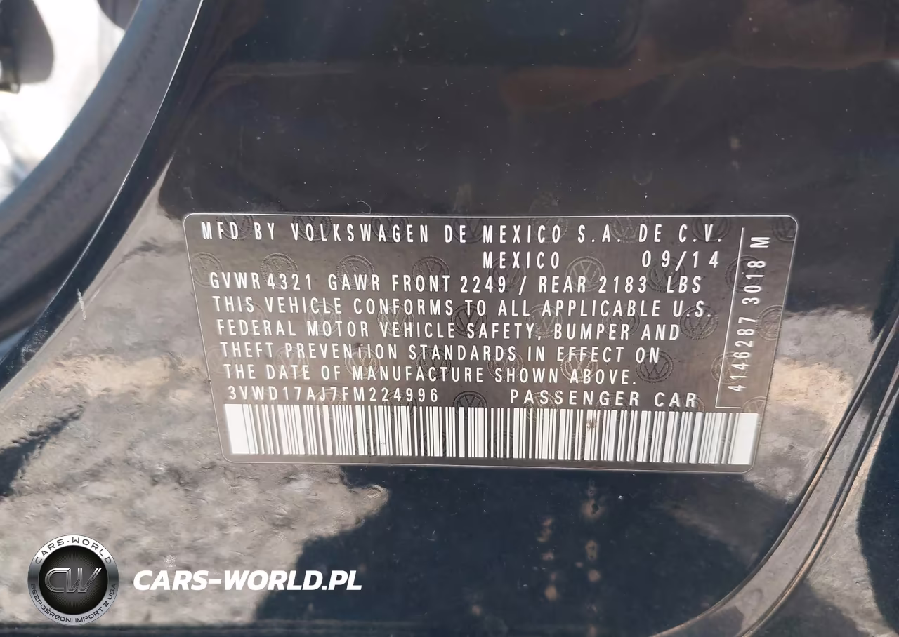 2015 Volkswagen Jetta 1.8T Se VIN:3VWD17AJ7FM224996 - 9